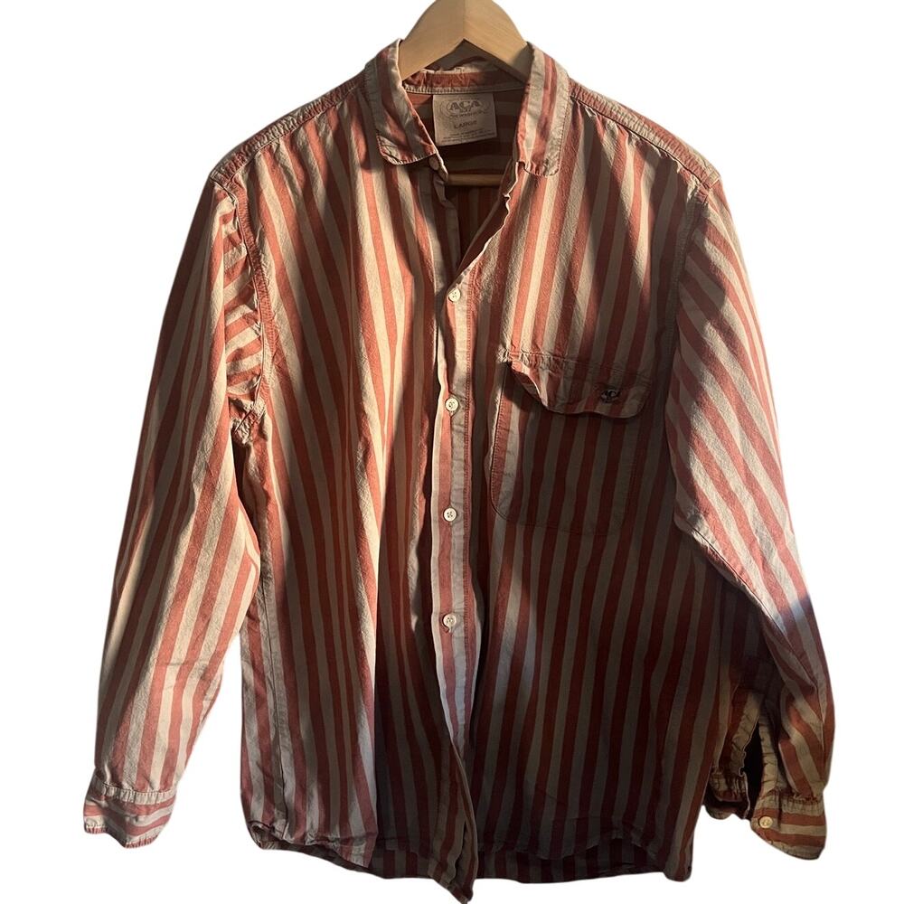 ACA striped button down red and beige size large
